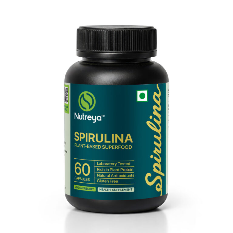 Nutreya Premium Spirulina Capsules (500mg) | Organic Plant-Based Superfood & Antioxidant Supplement | Vegan & Gluten-Free