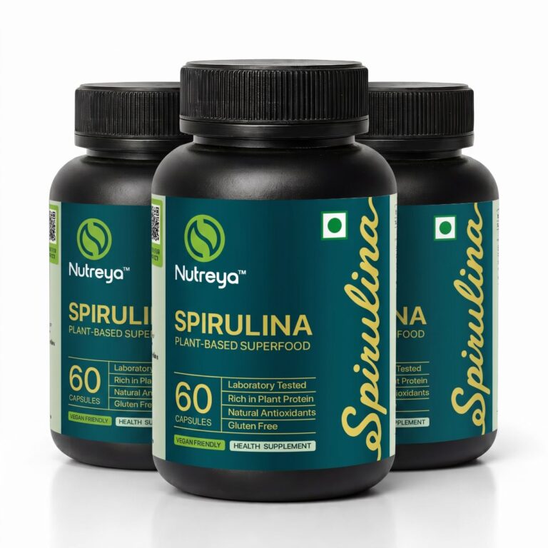 Nutreya Premium Spirulina Capsules (500mg) | Pack of 3 | Organic Plant-Based Superfood & Antioxidant Supplement | Vegan & Gluten-Free